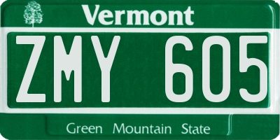 VT license plate ZMY605
