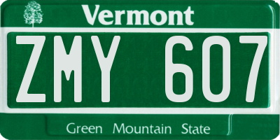 VT license plate ZMY607
