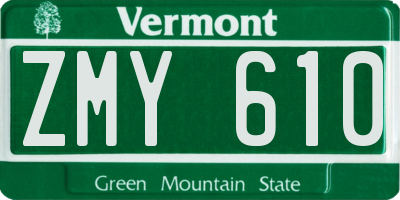 VT license plate ZMY610