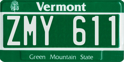 VT license plate ZMY611