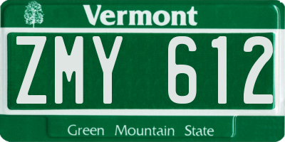 VT license plate ZMY612