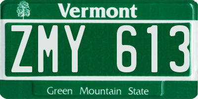 VT license plate ZMY613