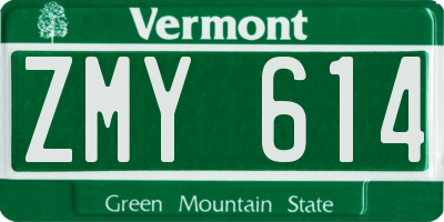 VT license plate ZMY614