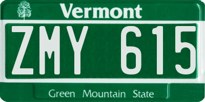 VT license plate ZMY615