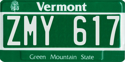 VT license plate ZMY617