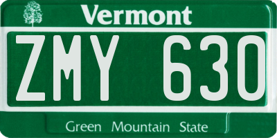 VT license plate ZMY630