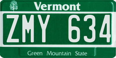 VT license plate ZMY634