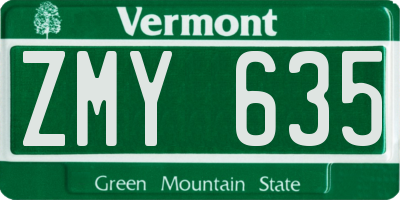 VT license plate ZMY635
