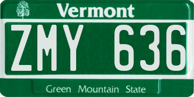 VT license plate ZMY636