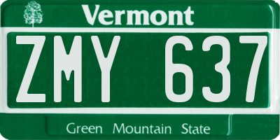 VT license plate ZMY637