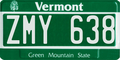 VT license plate ZMY638