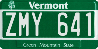 VT license plate ZMY641