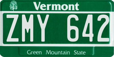 VT license plate ZMY642