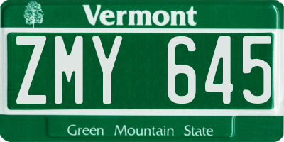 VT license plate ZMY645