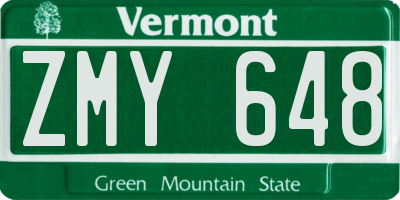 VT license plate ZMY648