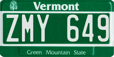 VT license plate ZMY649