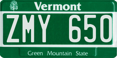 VT license plate ZMY650
