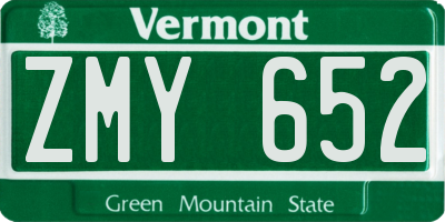 VT license plate ZMY652
