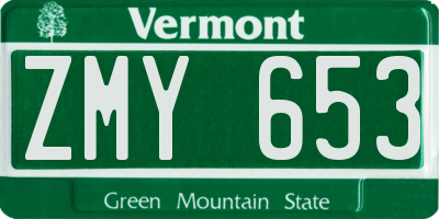 VT license plate ZMY653