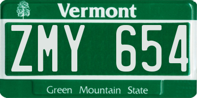 VT license plate ZMY654