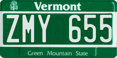VT license plate ZMY655
