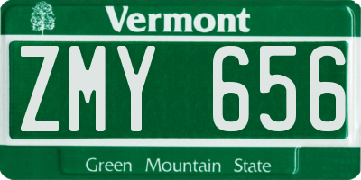 VT license plate ZMY656