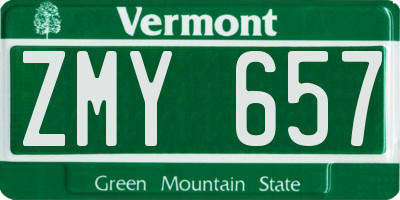 VT license plate ZMY657