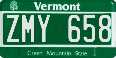 VT license plate ZMY658