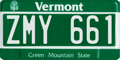VT license plate ZMY661