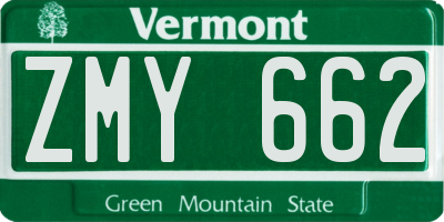 VT license plate ZMY662