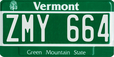 VT license plate ZMY664
