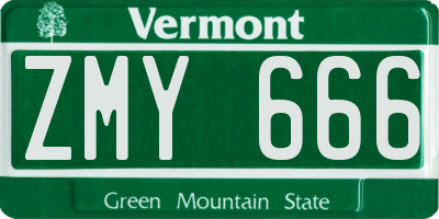 VT license plate ZMY666