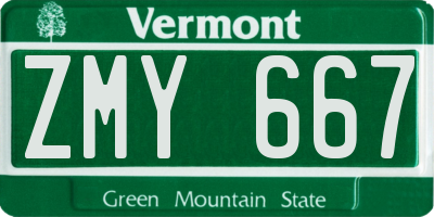 VT license plate ZMY667