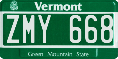 VT license plate ZMY668
