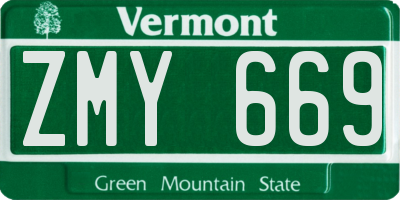 VT license plate ZMY669