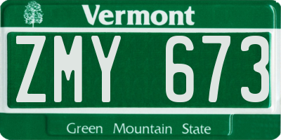 VT license plate ZMY673