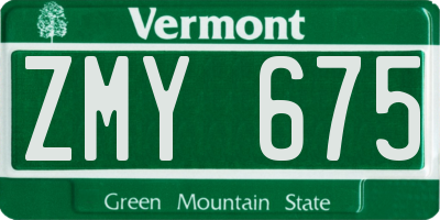 VT license plate ZMY675
