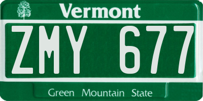 VT license plate ZMY677