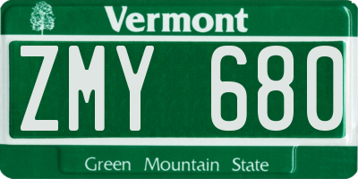 VT license plate ZMY680
