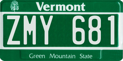 VT license plate ZMY681
