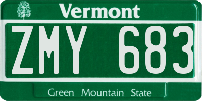 VT license plate ZMY683
