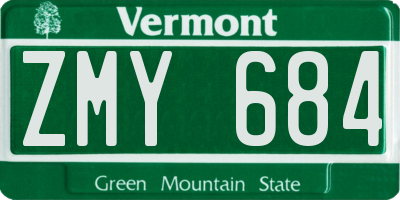 VT license plate ZMY684