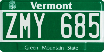 VT license plate ZMY685