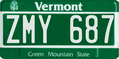 VT license plate ZMY687