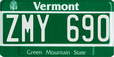 VT license plate ZMY690