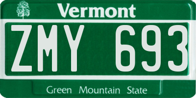 VT license plate ZMY693