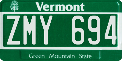 VT license plate ZMY694