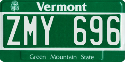 VT license plate ZMY696