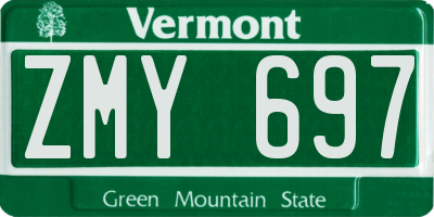 VT license plate ZMY697