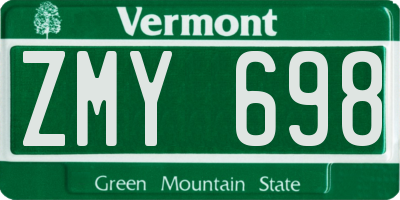 VT license plate ZMY698